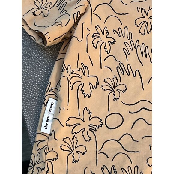 The New Society Palm Tree Collared Tan Shirt 4T EUC - Picture 3 of 5